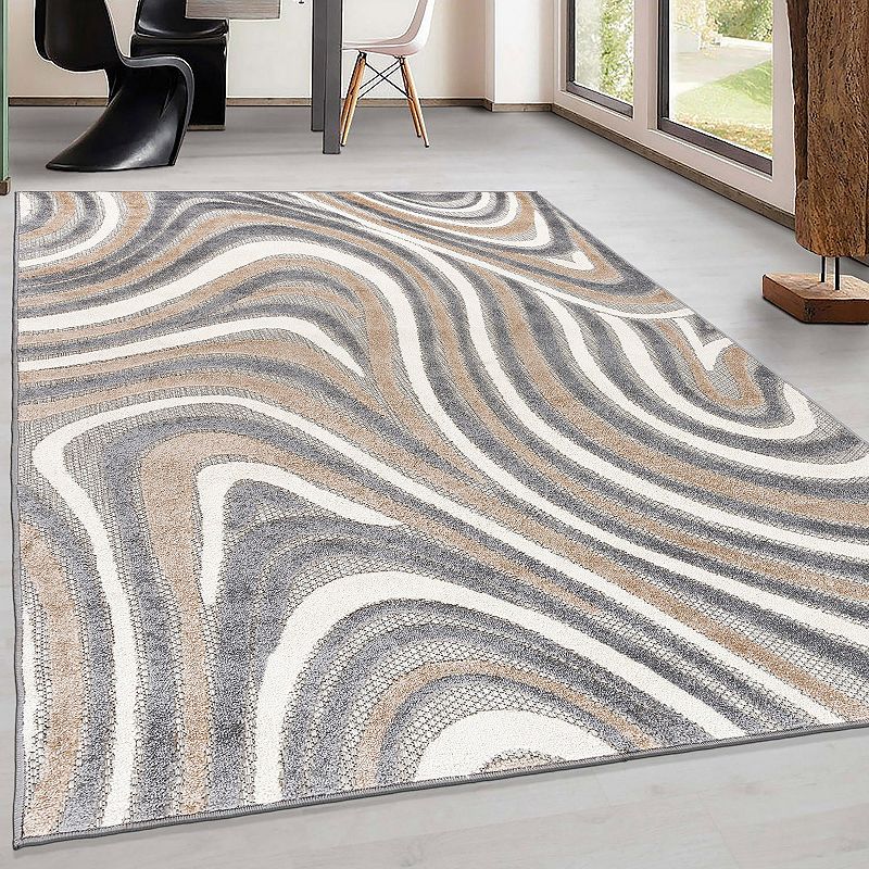 World Rug Gallery Modern Waves Indoor Outdoor Rug