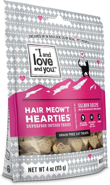 I and Love and You Hair Meow't Hearties Cat Treats， 4-oz bag