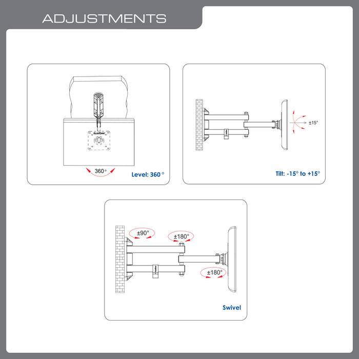 QualGear QGTM022BLK Articulating TV Wall Mount 1527 Inch Black