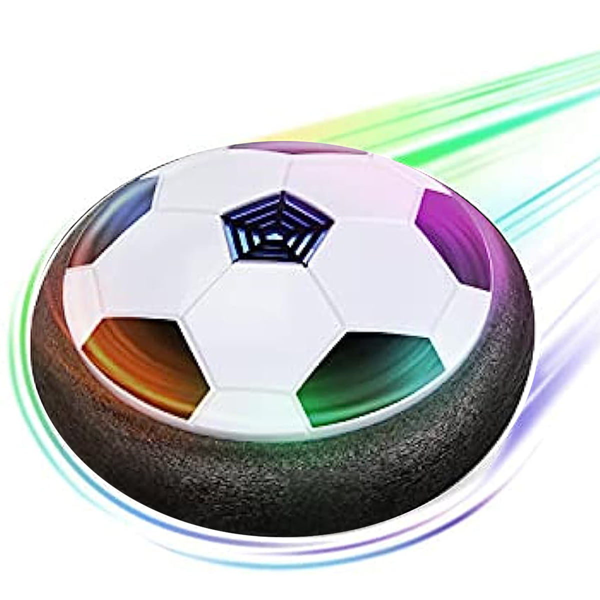 Ruohey Hover Soccer Ball Toys  LED Hover Ball with Foam Bumper Inflatable Soccer Toys Indoor Battery Operated Air Floating Hovering Disc for Girls and Boys, Soft Foam Bumpers, Ages 3-13