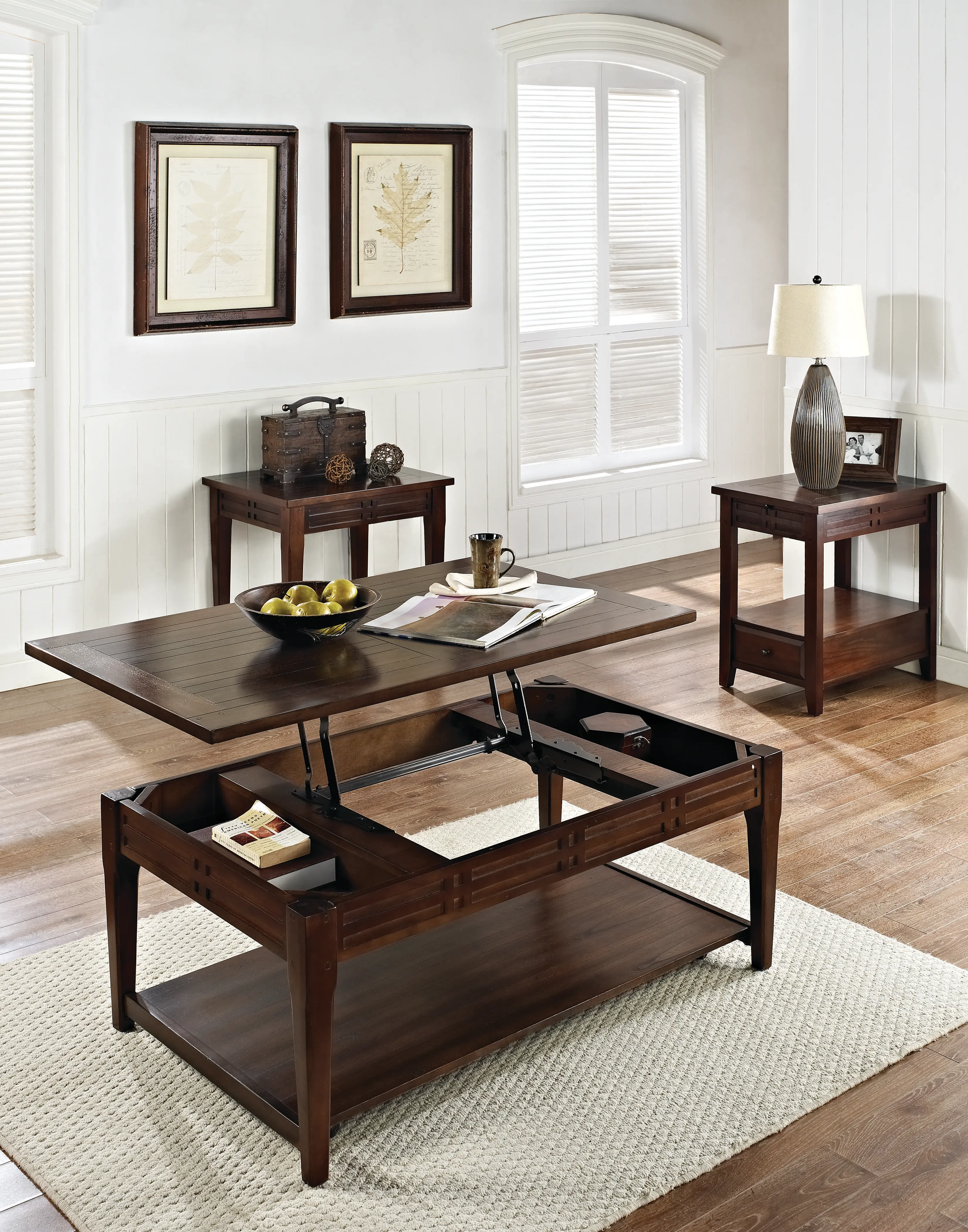 Crestline Dark Brown Lift Top Coffee Table