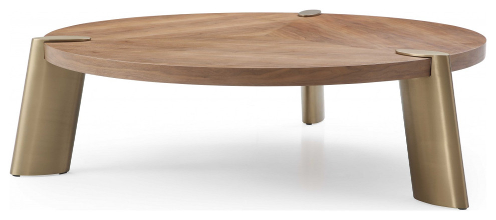 HomeRoots 55 quotX 55 quotX 17 quotWalnut Stainless Steel Coffee Table   Contemporary   Coffee Tables   by HomeRoots  Houzz