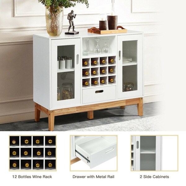 Wood Wine Storage Cabinet Sideboard Console Buffet Server - 39.5