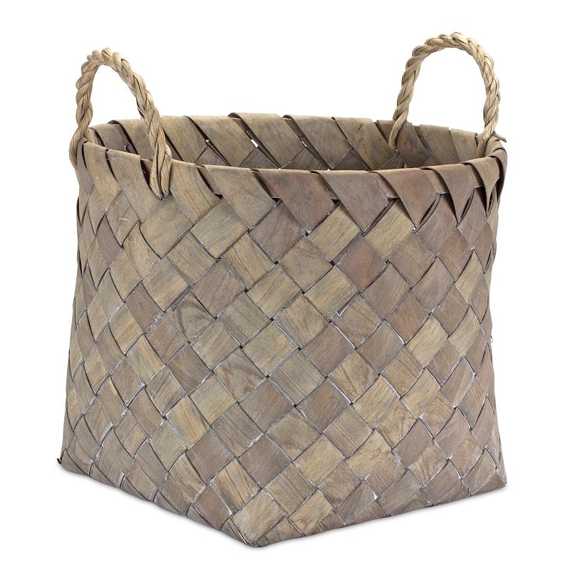 Natural Woven Wicker Basket With Handles (Set Of 3)