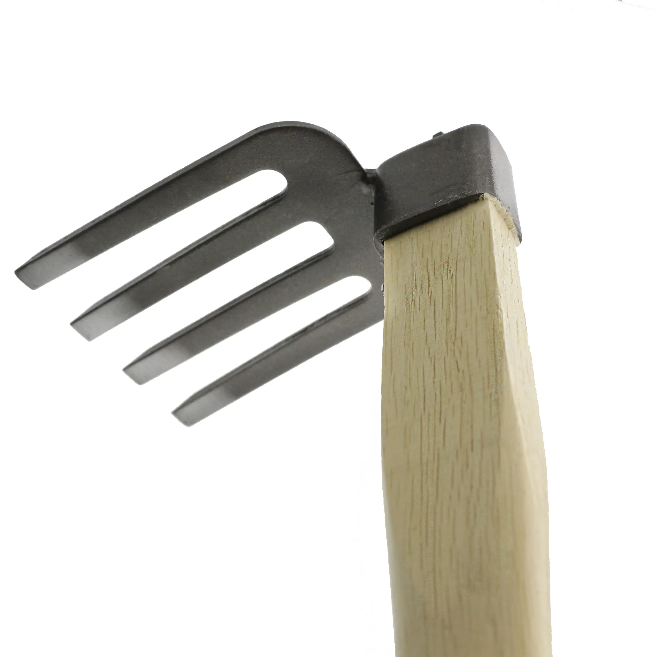 High Quality Carbon Steel Small Wooden Handle Four Tooth Planting Garden Tools Landscape Rake