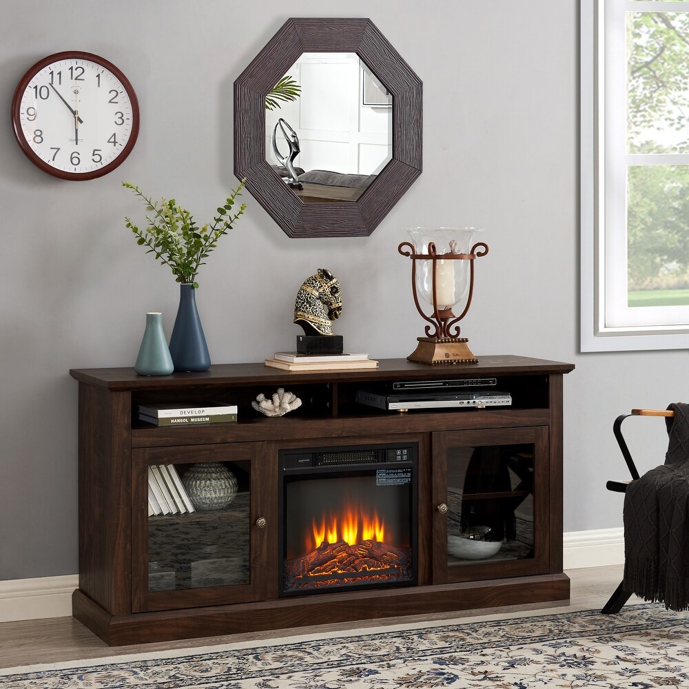 Fireplace TV Stand Wood Entertainment Center with a 18\