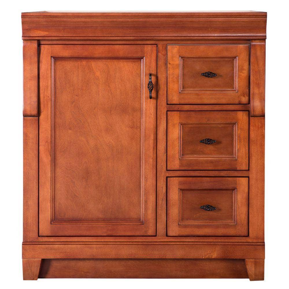 Home Decorators Collection Naples 30 in W x 2163 in D Vanity Cabinet Only in Warm Cinnamon with Right Hand Drawers