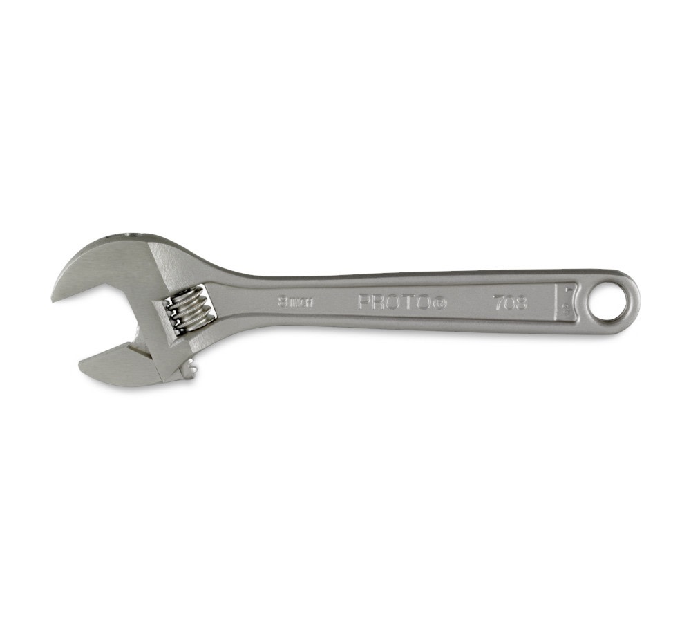 8 In. Length Satin Finish Alloy Steel Adjustable Wrench