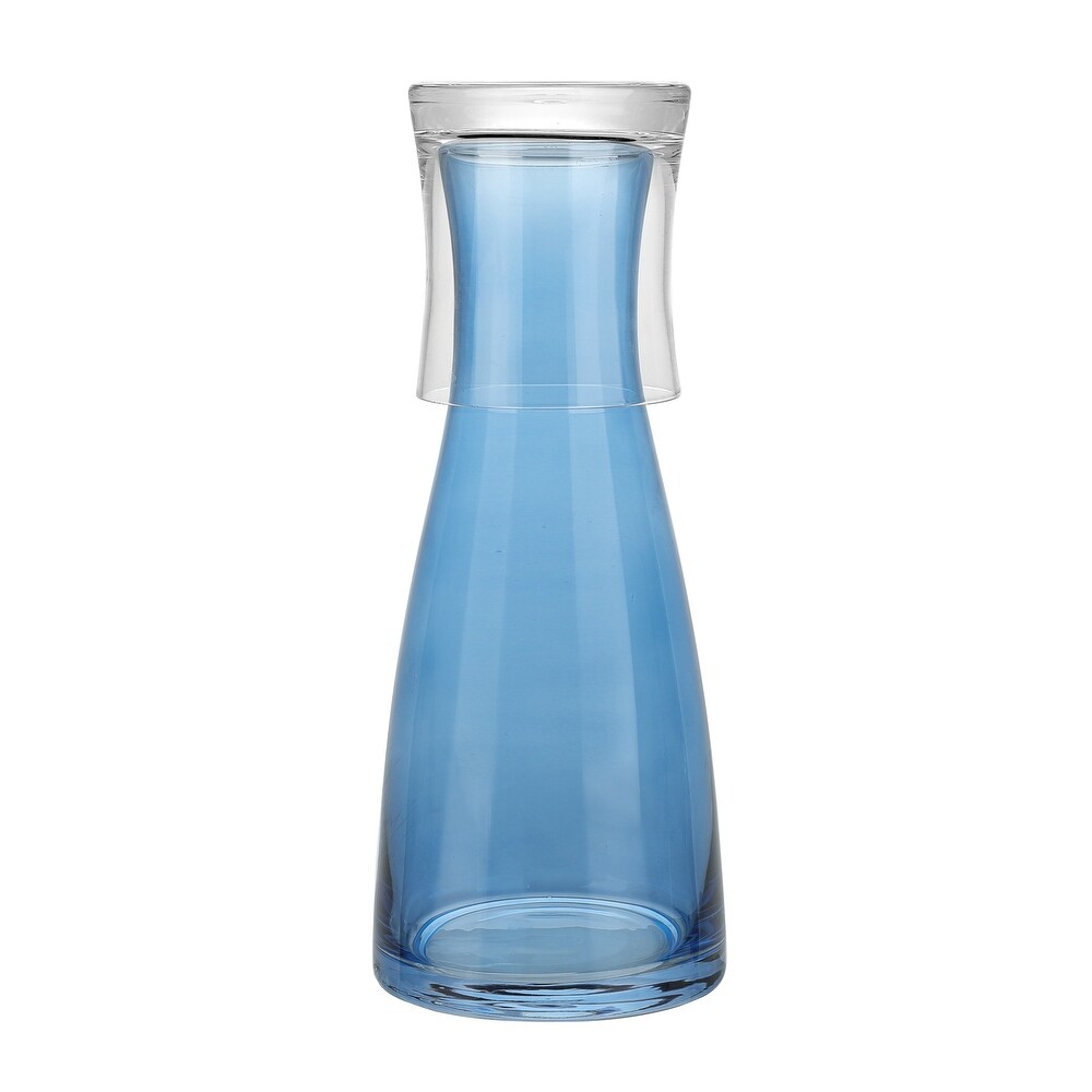 American Atelier Bedside Blue Water Carafe with Clear Tumbler   33 Ounce Pitcher