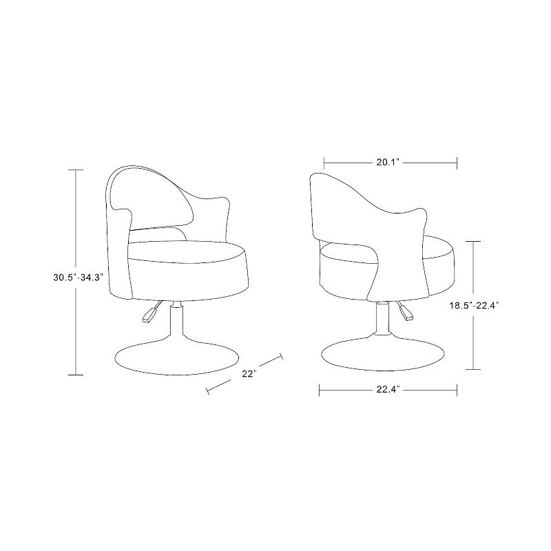 MANHATTAN COMFORT Bopper Adjustable Height Swivel Accent Chair 2-piece Set