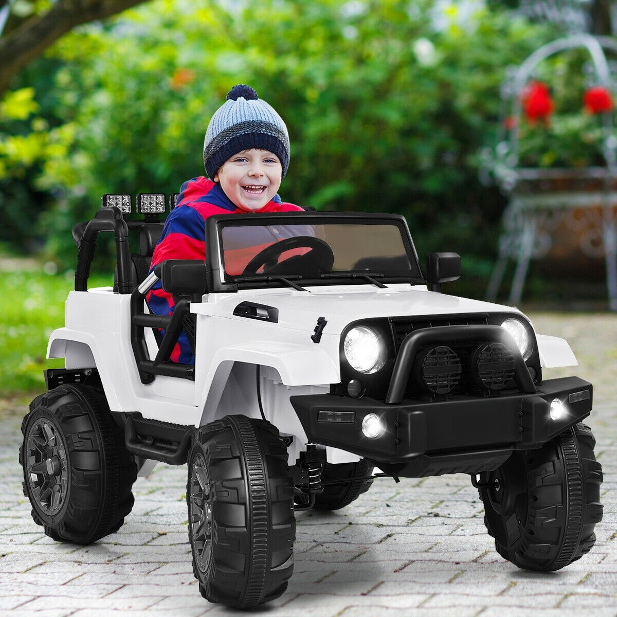 Costzon Ride On Truck, 12V Battery Powered Electric Ride On Car w/ 2.4 GHZ Parental Remote Control (White)