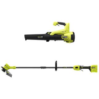 RYOBI ONE+ HP 18V Brushless Cordless String Trimmer and Leaf Blower with Extra 5-Pack of Spools 4.0 Ah Battery and Charger P20121-AC5