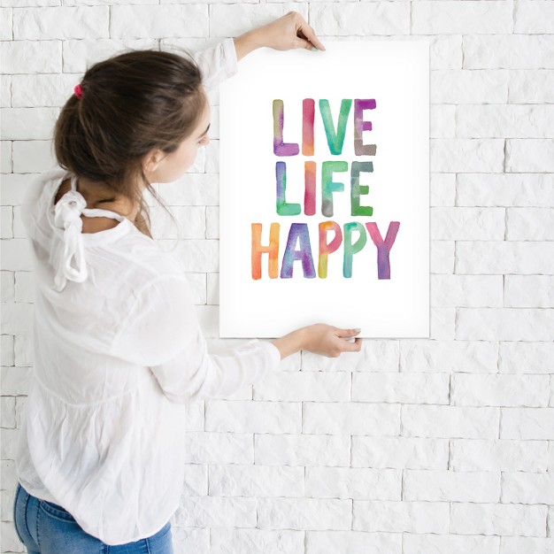 Americanflat Minimalist Motivational Live Life Happy By Motivated Type Poster