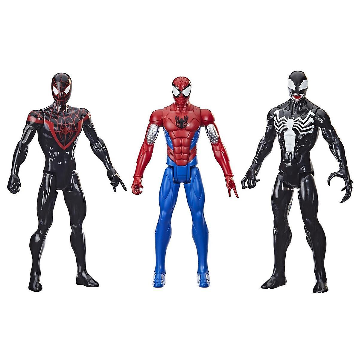 3 Pack Spider-Man Spider-Man， Venom and; Miles Morales Titan Hero Series Figures