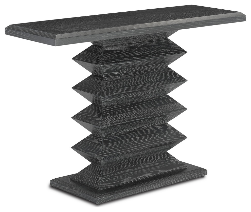 Currey and Company 3000 0163 Console Table  Cerused Black Finish   Transitional   Console Tables   by Ultra Design Center  Houzz