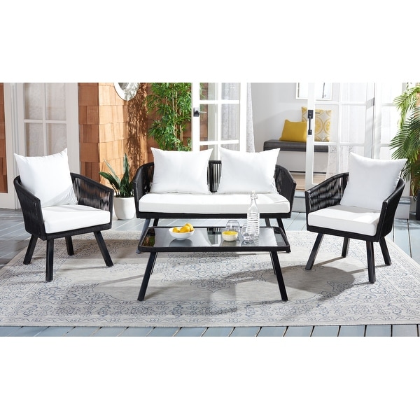 SAFAVIEH Outdoor Belmi 4piece Rope Patio Set