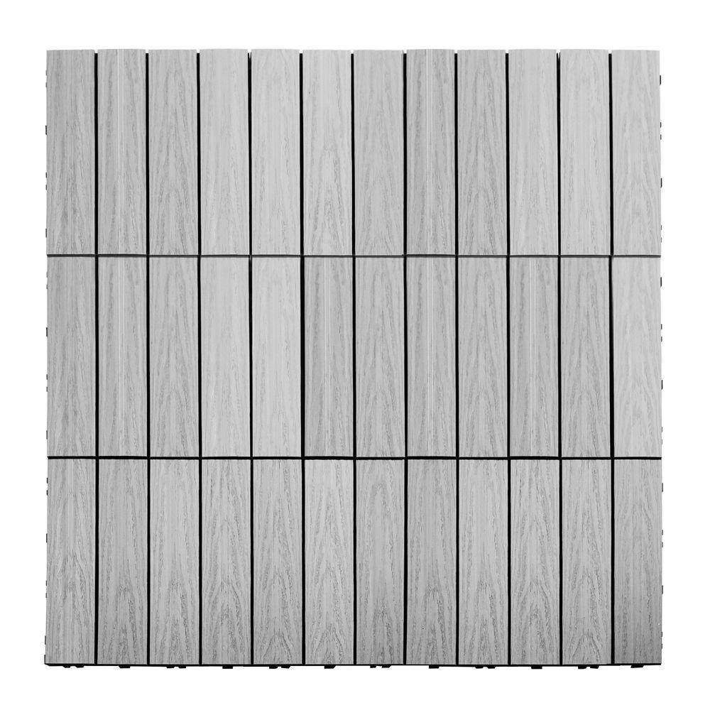 NewTechWood UltraShield Naturale 1 ft. x 1 ft. Quick Deck Outdoor Composite Deck Tile Sample in Icelandic Smoke White US-QD-ZX-SW-S