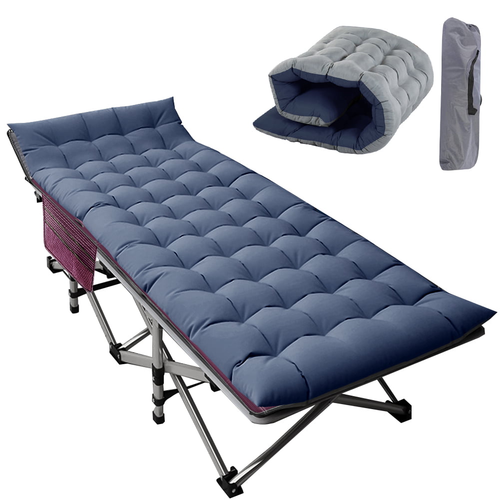 FICISOG Folding Camping Cots for Adults 600lbs Double Layer Oxford Strong Heavy Duty Wide Sleeping Cots with Carry Bag & Mattress