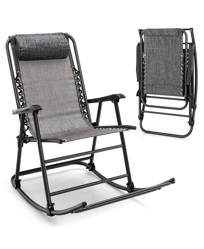 Costway Patio Camping Rocking Chair Folding Rocker Footrest Lightweight