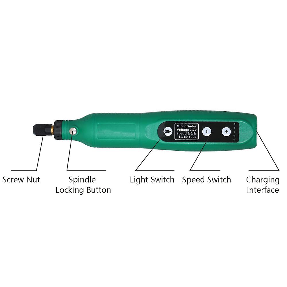 Cordless Rotary Tool 3.7v Li-ion Power 5 Variable Speed Usb Charging Multi-purpose For Light-duty Diy Crafting Polishing Waxing Drilling Engraving Gre