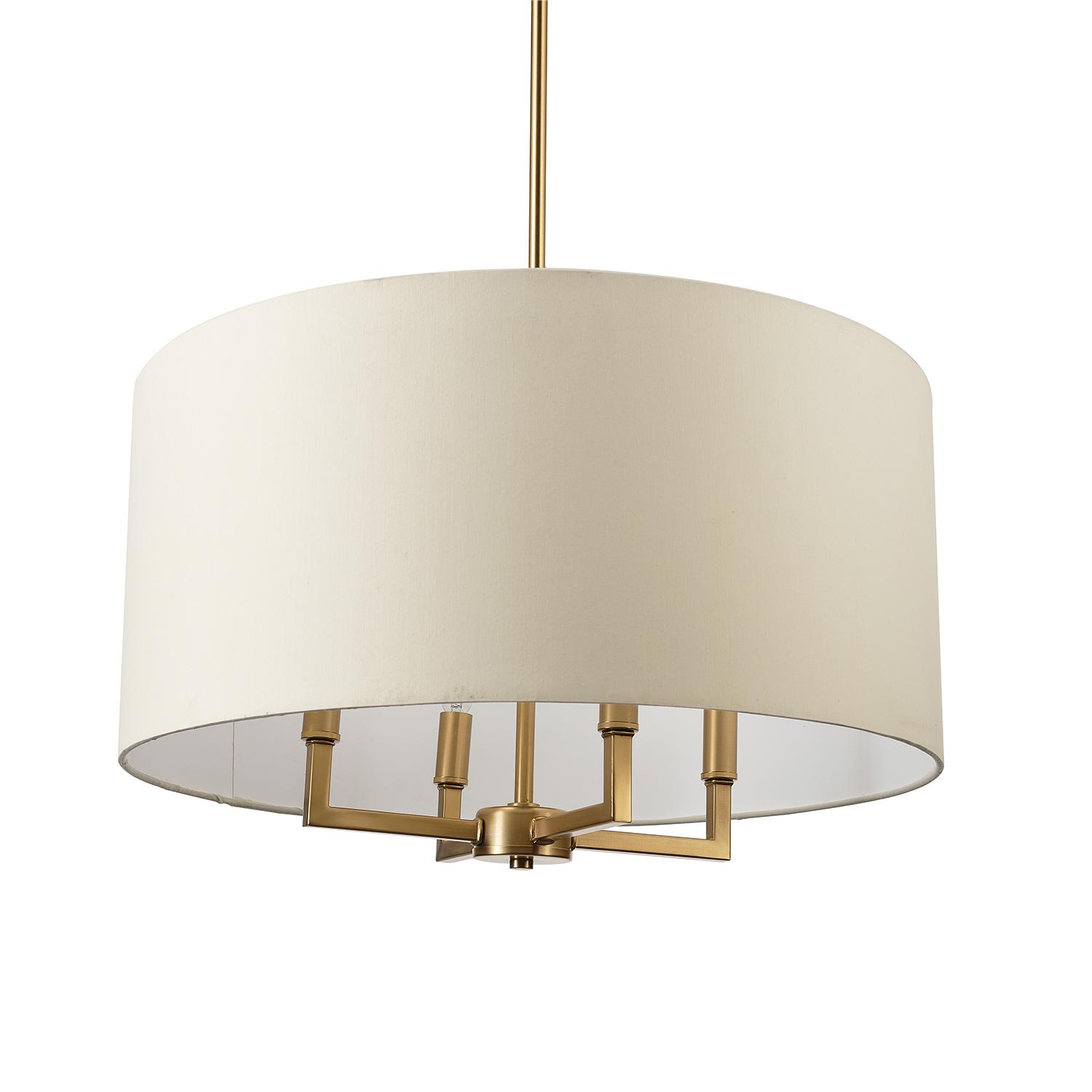 Globe Electric Emery 4-Light Matte Brass Pendant Lighting with Beige Fabric Shade， 60340