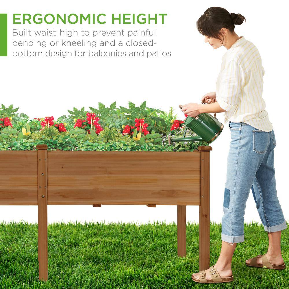 Best Choice Products 6 ft. x 2 ft. x 2.5 ft. Raised Garden Bed Elevated Wooden Planter Box Stand for Backyard Patio wDivider Panel - Brown SKY6634