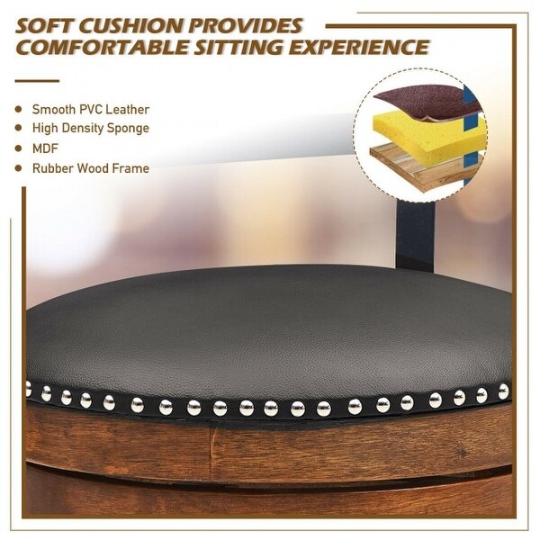 360-Degree Swivel Stools with Leather Padded Seat - 18