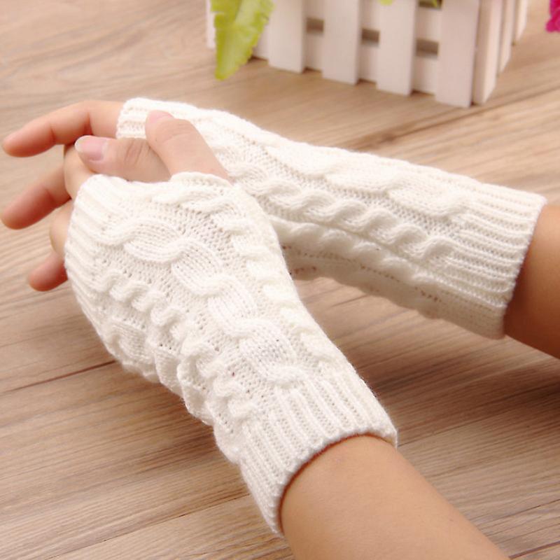 Women Stylish Hand Warmer Winter Gloves Arm Crochet Knitting Faux Wool Mitten Warm Fingerless Glove Twist Pattern Women Gloves