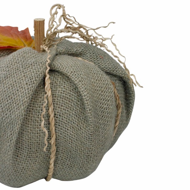 Green Burlap Autumn Harvest Table Top Pumpkin