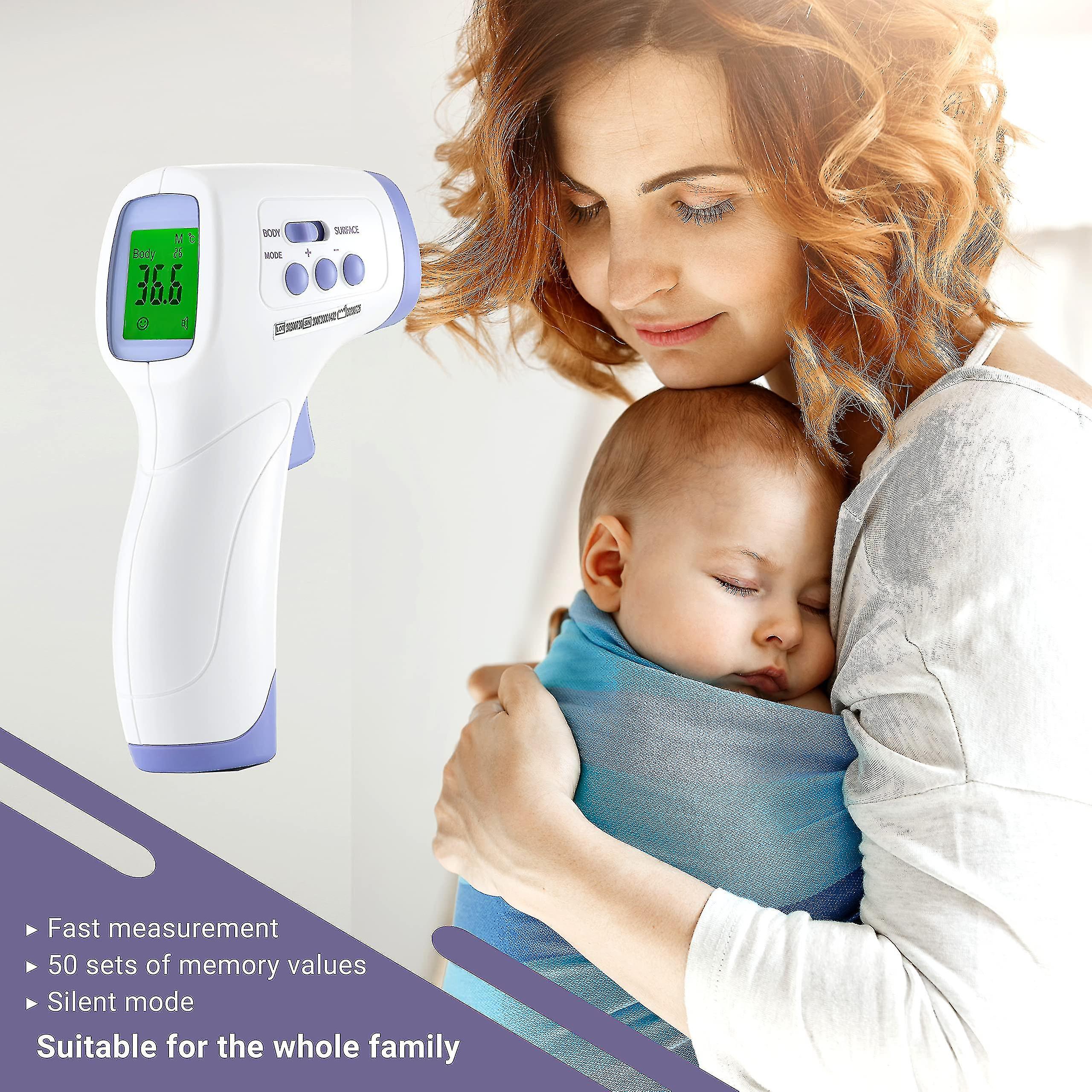 No Touch Infrared Forehead Thermometer Instant Temperature Checker Room， Surface And Body Mode Thermometer