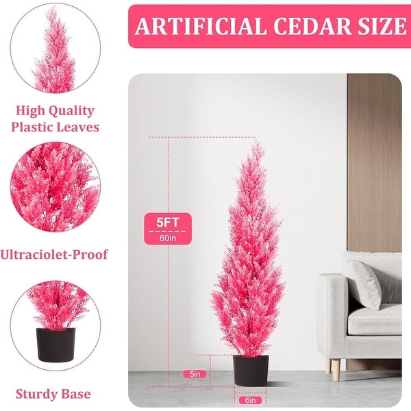 Two 5Foot Outdoor Artificial Cedar Pink Trees Outdoor Room Christmas Trees