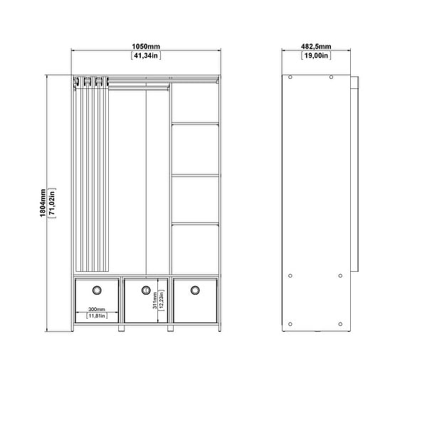 Porch and Den Camino Oak Finish 3-bin Curtained Storage Center - - 18212851