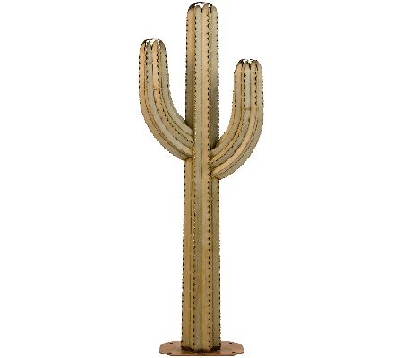 Desert Steel 5' Saguaro Garden Cactus Statue and Tiki Torch