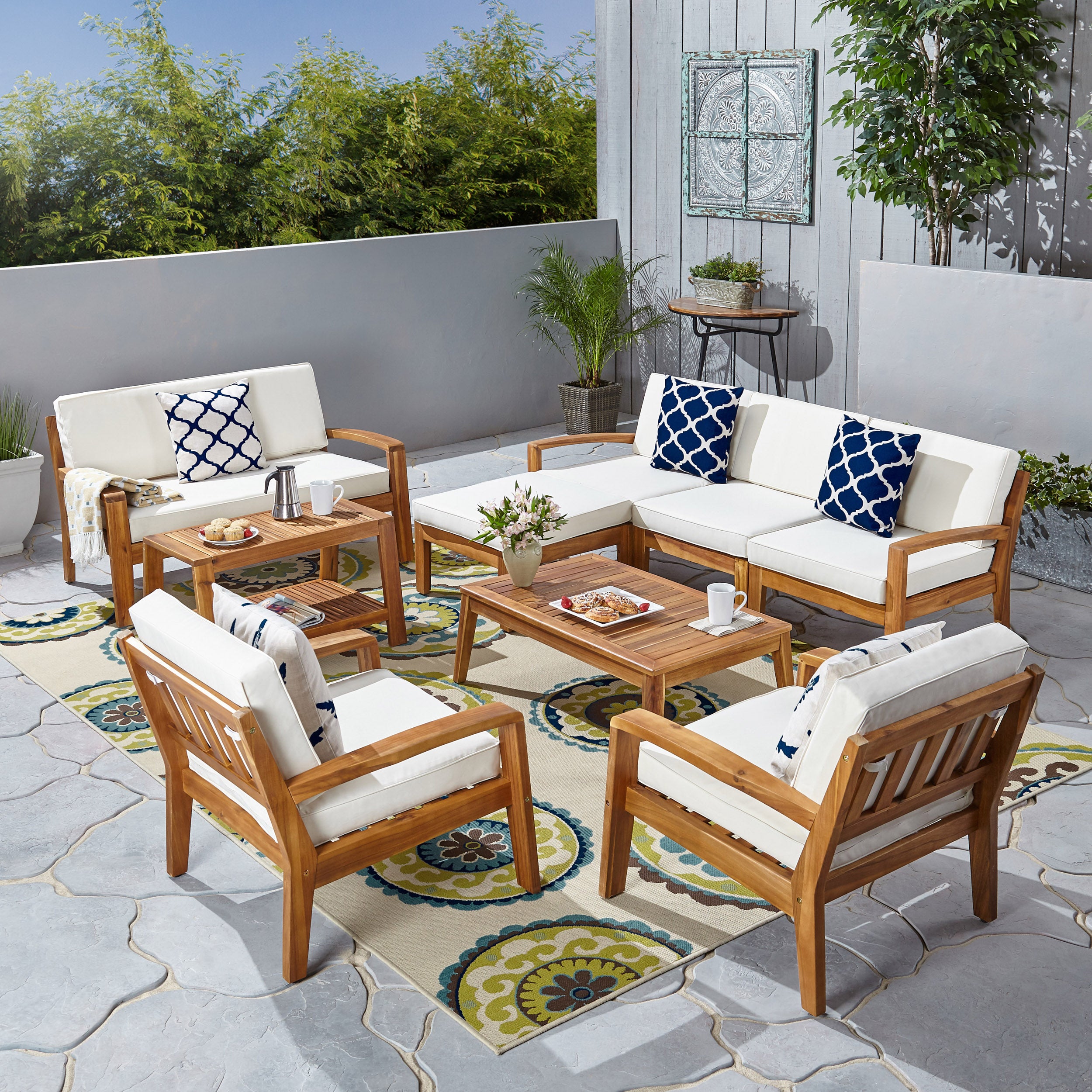 Parma 7-Seater Sectional Sofa Set For Patio with Loveseat