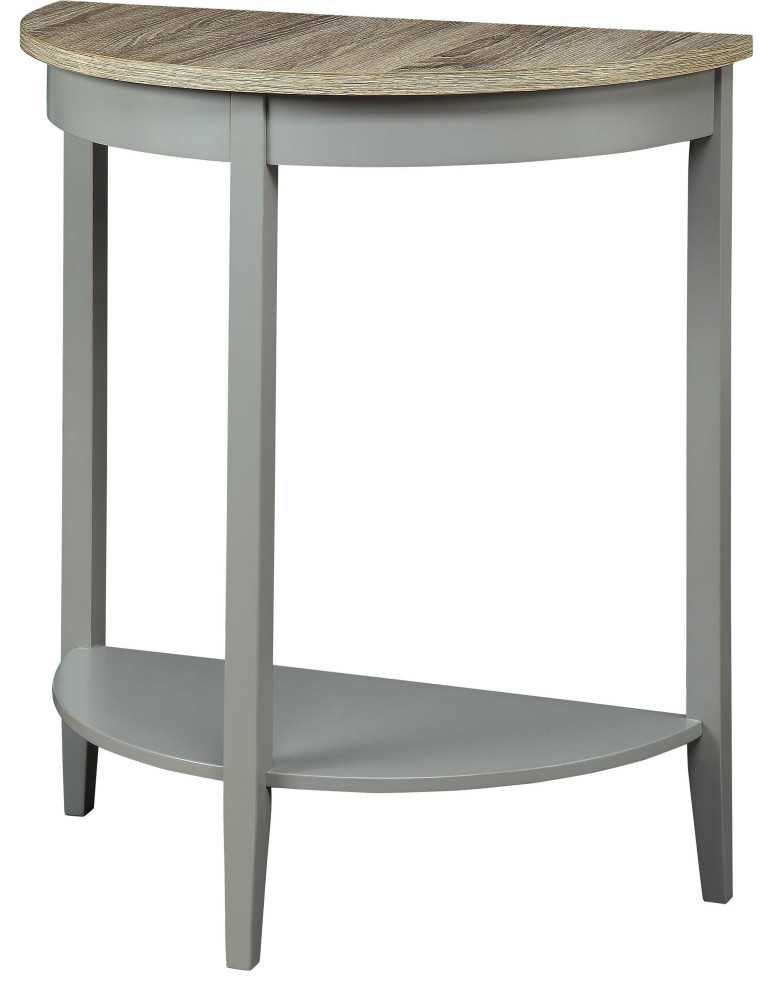 ACME Justino Half Moon Wooden Console Table with Bottom Shelf in Gray Oak   Transitional   Console Tables   by HedgeApple  Houzz