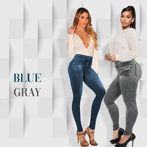 Perfect Stretch Skinny Fit Pull-On Push-Up Plus-Size Denim Jeans Leggi