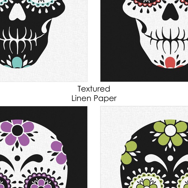 Big Dot Of Happiness Day Of The Dead Unframed Sugar Skull Linen Paper Wall Art Set Of 4 Artisms 8 X 10 Inches