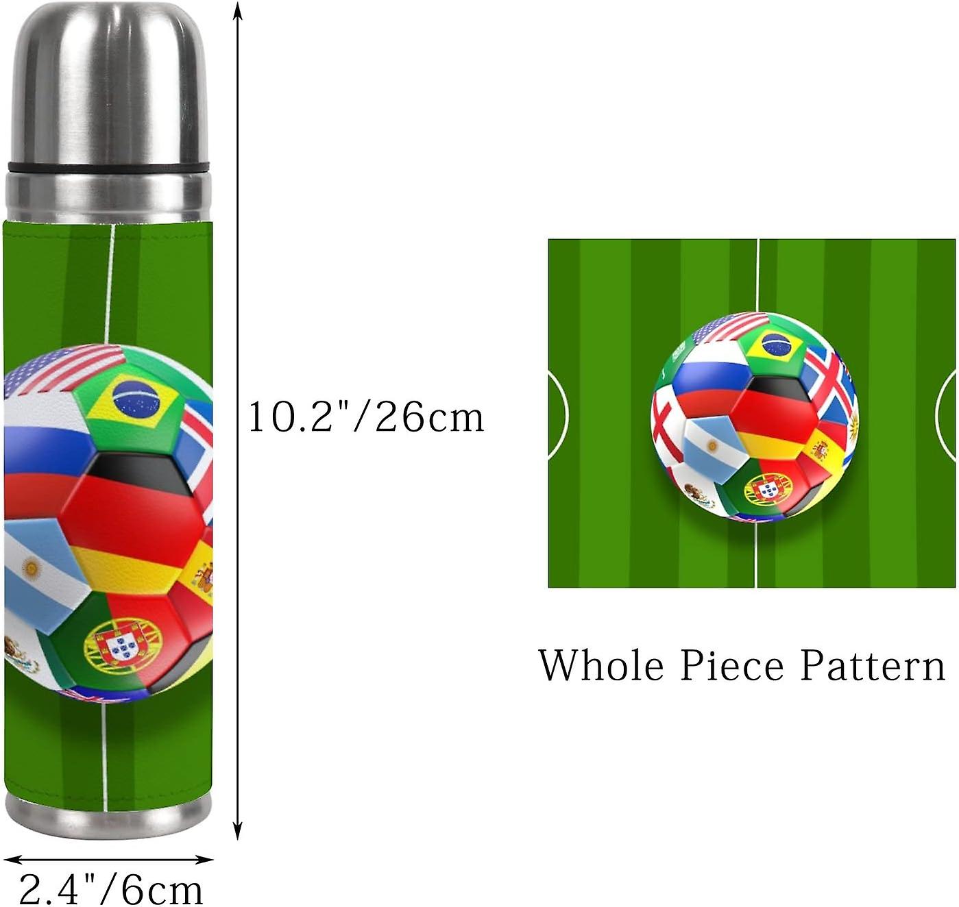 Insulated Mug Stainless Steel Water Bottle Soccer Ball With Russia Flag Vacuum Cup Travel Mug For School Office