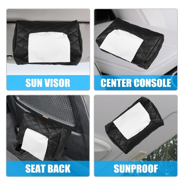 Unique Bargains Car Tissue Holder Aper Box Holder Faux Leather Organizer Tissue Case