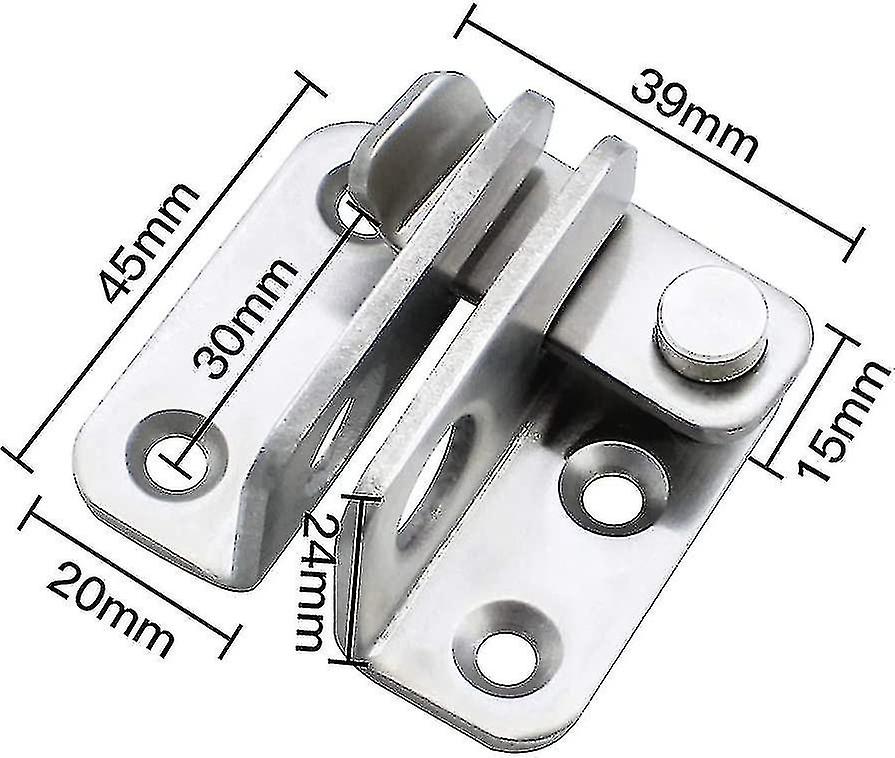 2 Pieces Door Latch Padlock Straight Open Hasp Padlock Door Bolt Lock Small Anti-theft Stainless Steel Latch With 8 Screws Tiny Padlock Clasp Applicab