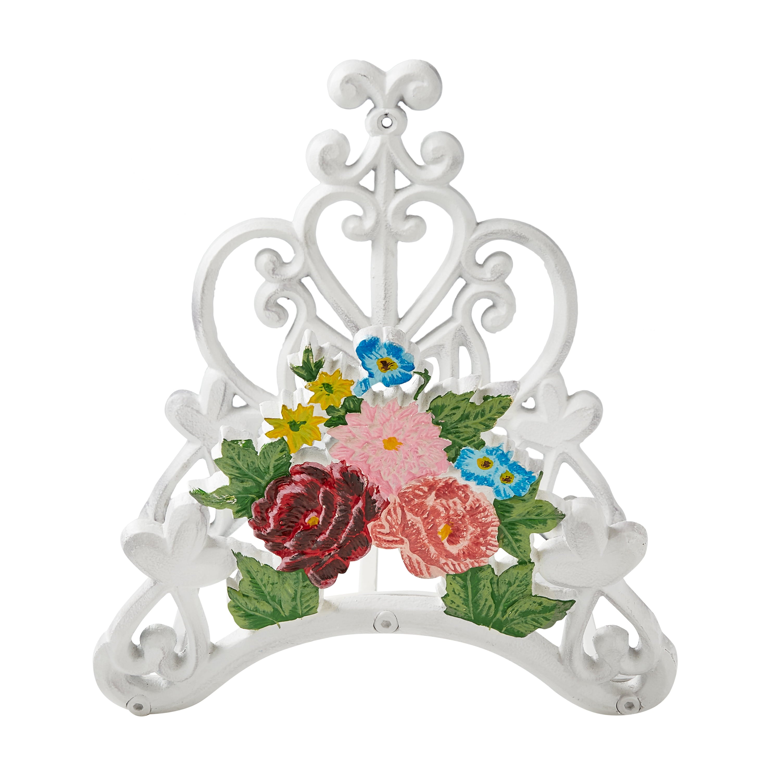 The Pioneer Woman Decorative Metal Floral Hose Hanger， White