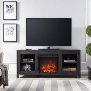 MeyerCross Quincy 58 in. Charcoal Gray TV Stand Fits TV's up to 65 in. with Log Fireplace Insert TV1131