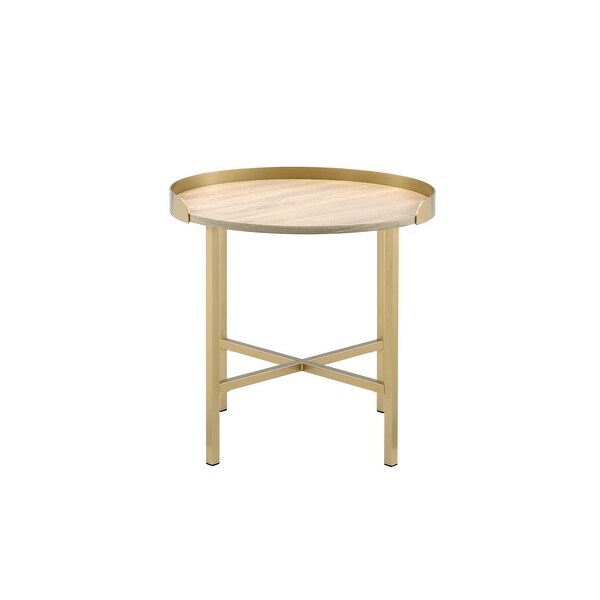 Contemporary End Table with Tray Style Table Top， 22