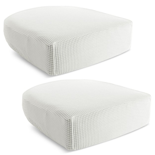 Juvale 2 Pack Stretch Couch Cushion Slipcovers Reversible Polyester Outdoor Sofa Protectors Small Cream White