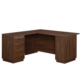 WORKSENSE Palo Alto 59.134 in. L-Shaped Spiced Mahogany Commercial Computer Desk with File Storage 427793