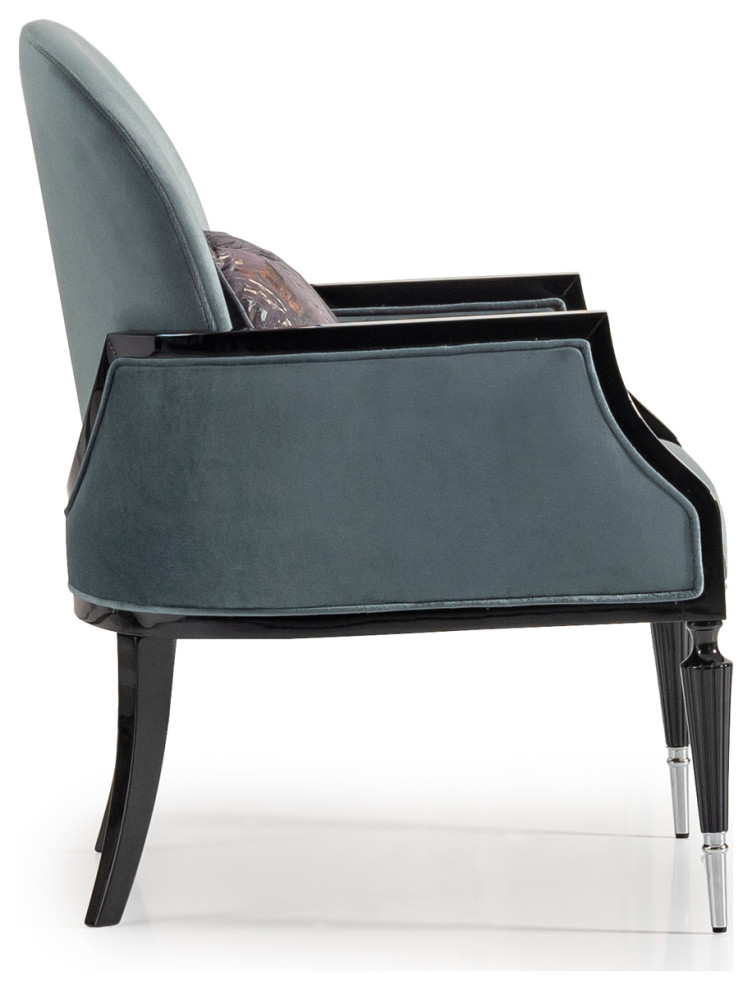 La Francaise Velvet Accent Chair Azure/Black   Traditional   Armchairs And Accent Chairs   by Michael Amini  Houzz