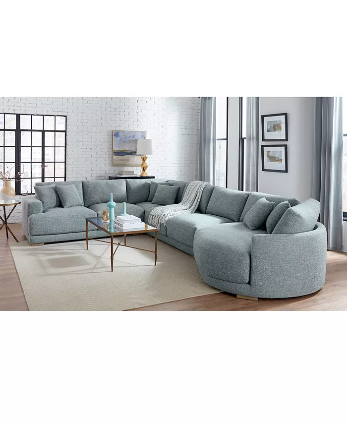 Furniture Vasher 166 4-Pc. Fabric Sectional Sofa with Cuddler