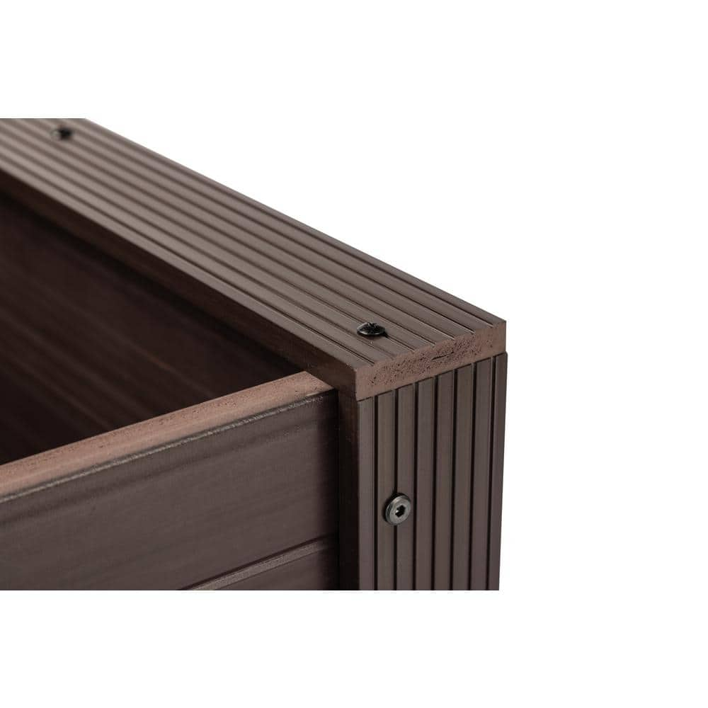 New Age Garden ECOFLEX Composite Outdoor Indoor 24 in. Square Planter Walnut RGGSP42-09-24