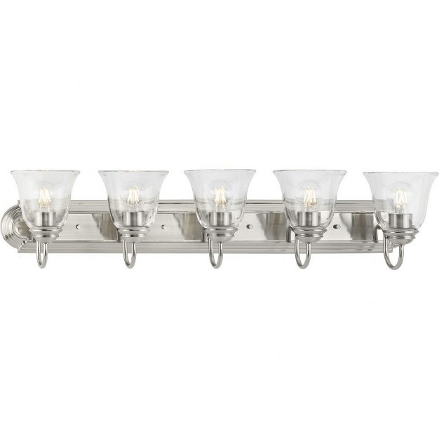 Progress Lighting Calhoun Collection 5 light Vanity Light Brushed Nickel Clear Glass Shades Material Steel