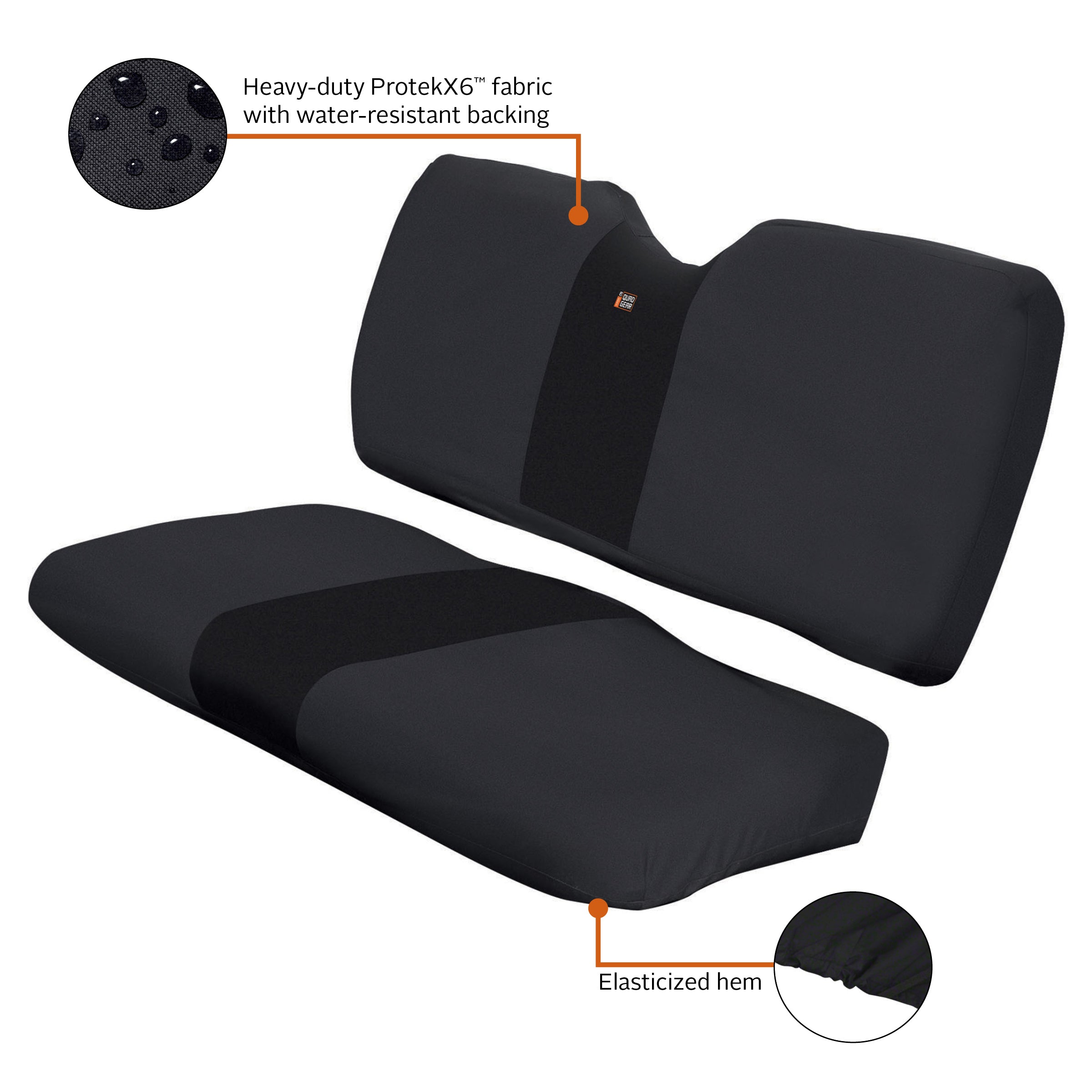 Classic Accessories QuadGear UTV Bench Seat Cover， Fits Polaris® Ranger Full Size， 800， 6x6 800， Diesel (2015 models and older)， Black